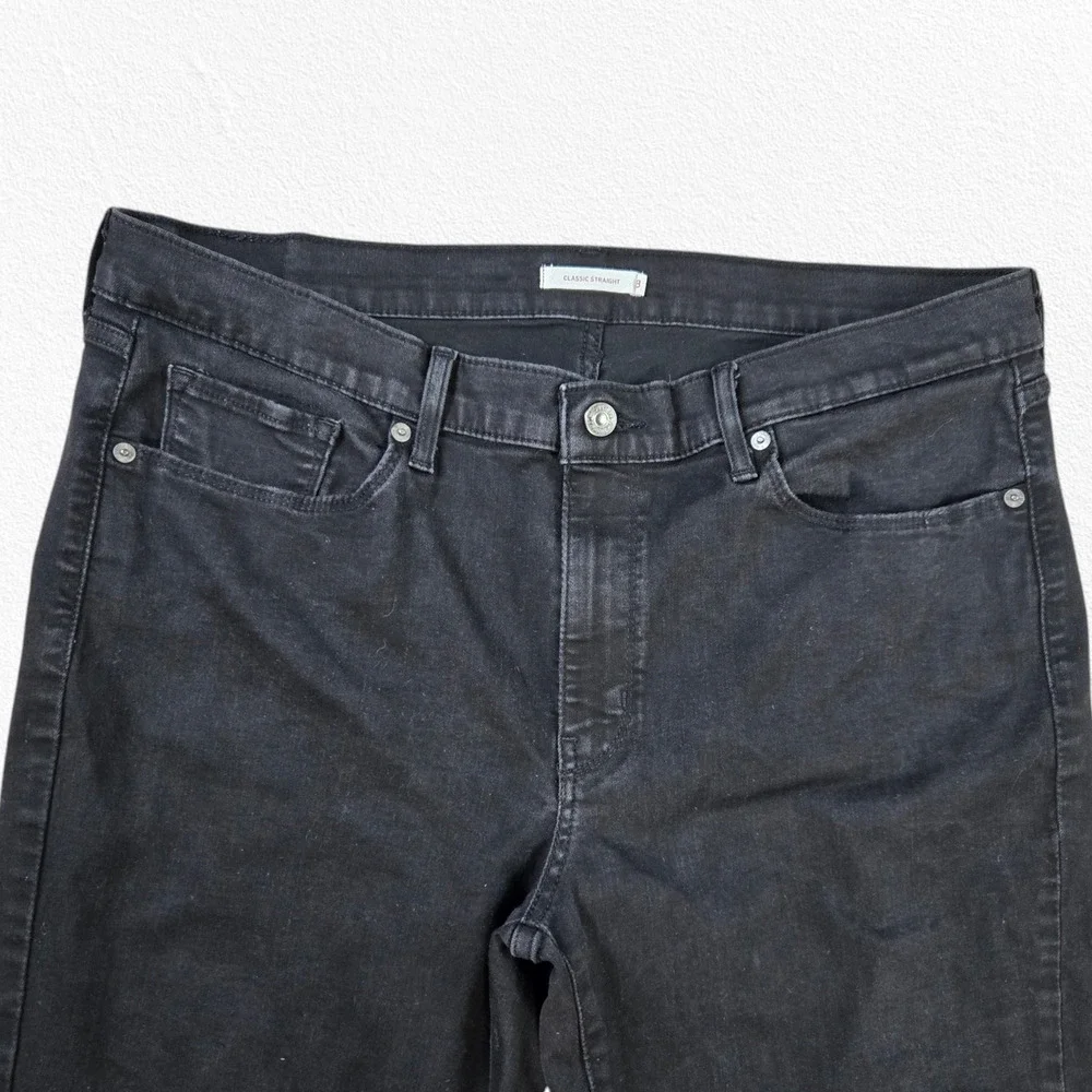 Levi's Black Classic Straight Mid Rise Black Label Straight Leg Jeans Size 18 S